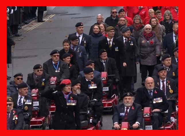 Blesma Veterans passing the Cenotaph