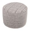 Circular Pouffe Plaid Silver Grey